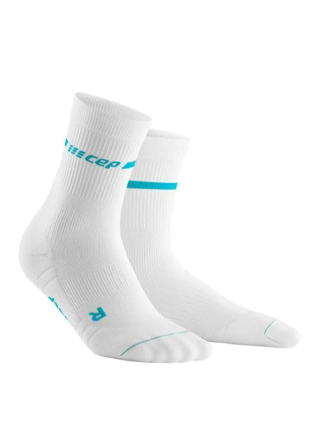 سي إي بي Neon Compression Socks Mid Cut White/Neon Blue Women