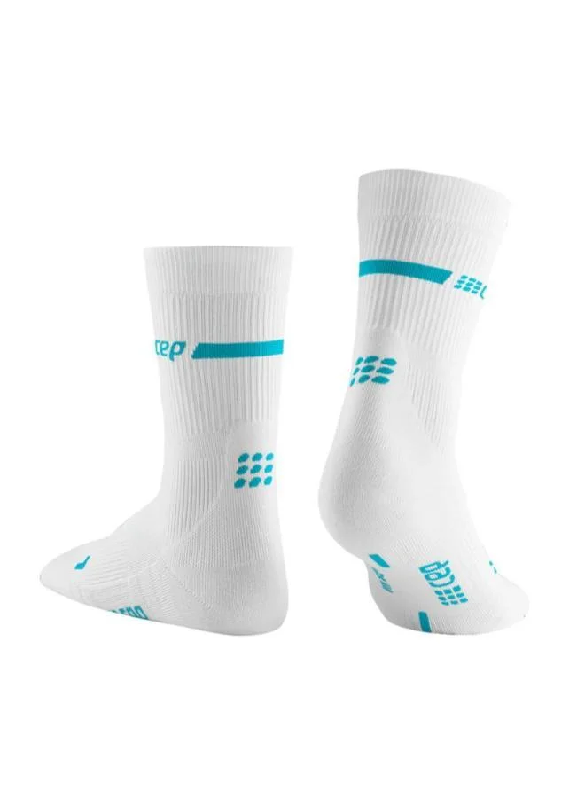 سي إي بي Neon Compression Socks Mid Cut White/Neon Blue Women