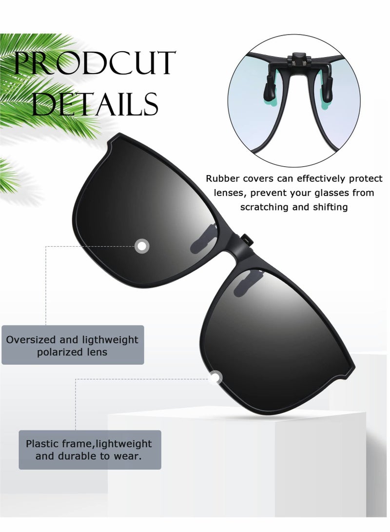 Polarized Clip-on Sunglasses for Men and Women, 3 Pairs Anti-glare TR90 Frame, High Definition Vision for Driving - Image 3