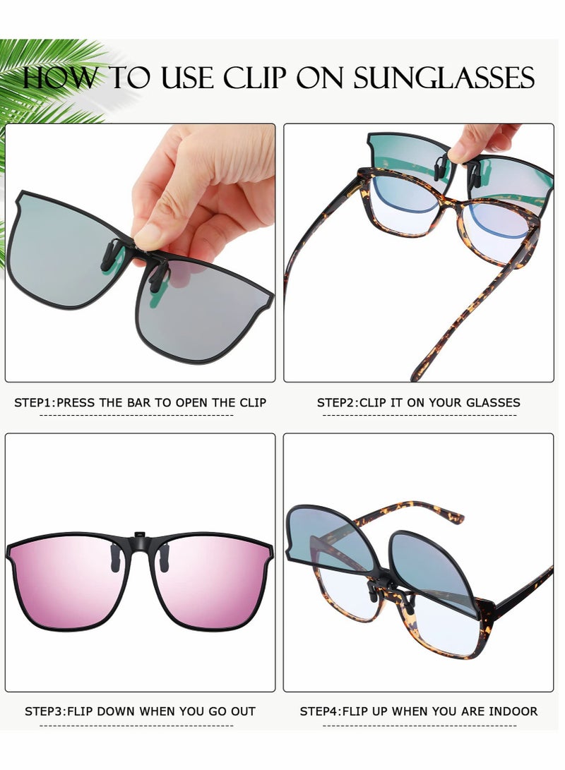 Polarized Clip-on Sunglasses for Men and Women, 3 Pairs Anti-glare TR90 Frame, High Definition Vision for Driving - Image 4