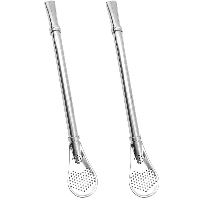 GFDesign Yerba Mate Bombilla Gourd Drinking Filter Straws 304 Food-Grade 18/8 Stainless Steel - Set of 2 with Cleaning Brush - 6.1" Long - Image 2