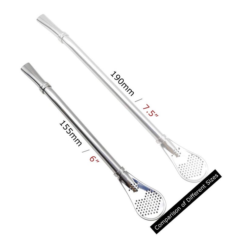 GFDesign Yerba Mate Bombilla Gourd Drinking Filter Straws 304 Food-Grade 18/8 Stainless Steel - Set of 2 with Cleaning Brush - 6.1" Long - Image 5