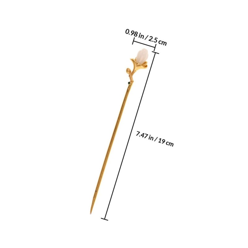 FENICAL Vintage Hair Chopsticks for Women Metal Hair Stick with Tulip Floral Pattern - Image 2