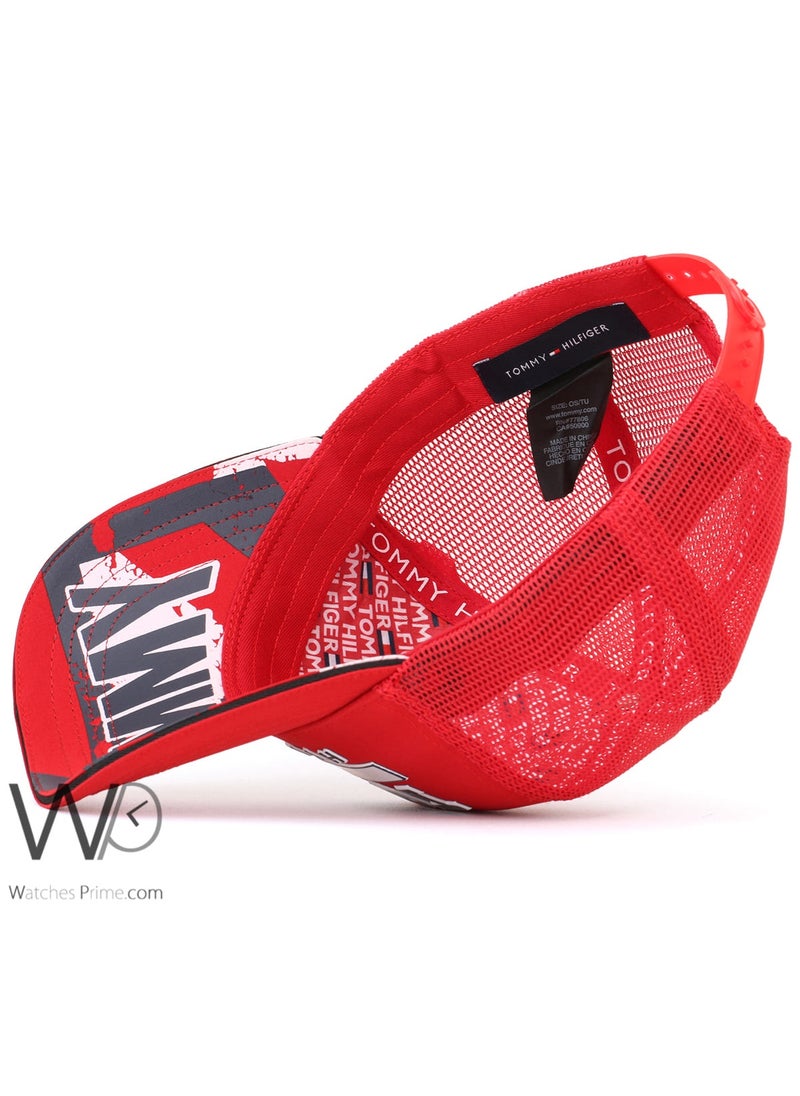Tommy Hilfiger Plus Tommy Hilfiger Trucker Cap th Red Cotton Net Hat  - Image 4