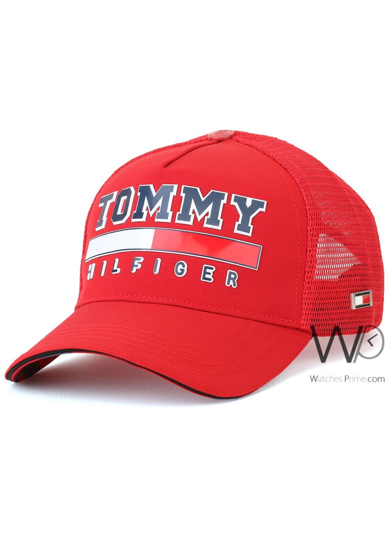 Tommy Hilfiger Plus Tommy Hilfiger Trucker Cap th Red Cotton Net Hat  - Image 1