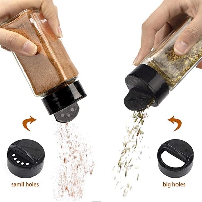 BHAVIKA BANSIBHAI DANGASHI Glass Spice Bottles Empty Seasoning Containers with Black Cap,Clear Reusable Containers Jars for Spice,Herbs,Powders,Glitters (pack of 8)  - Image 2