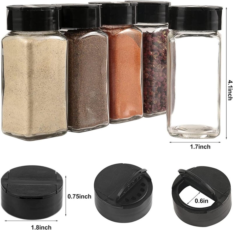 BHAVIKA BANSIBHAI DANGASHI Glass Spice Bottles Empty Seasoning Containers with Black Cap,Clear Reusable Containers Jars for Spice,Herbs,Powders,Glitters (pack of 8)  - Image 5