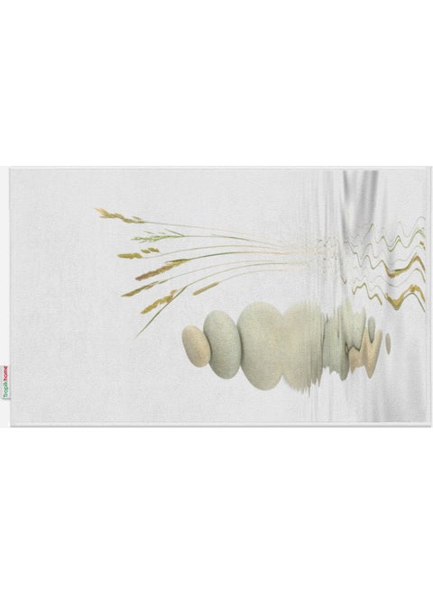 Stone Patterned Digital Printed Tasseled Polyester Non-Slip Based Bath Mat