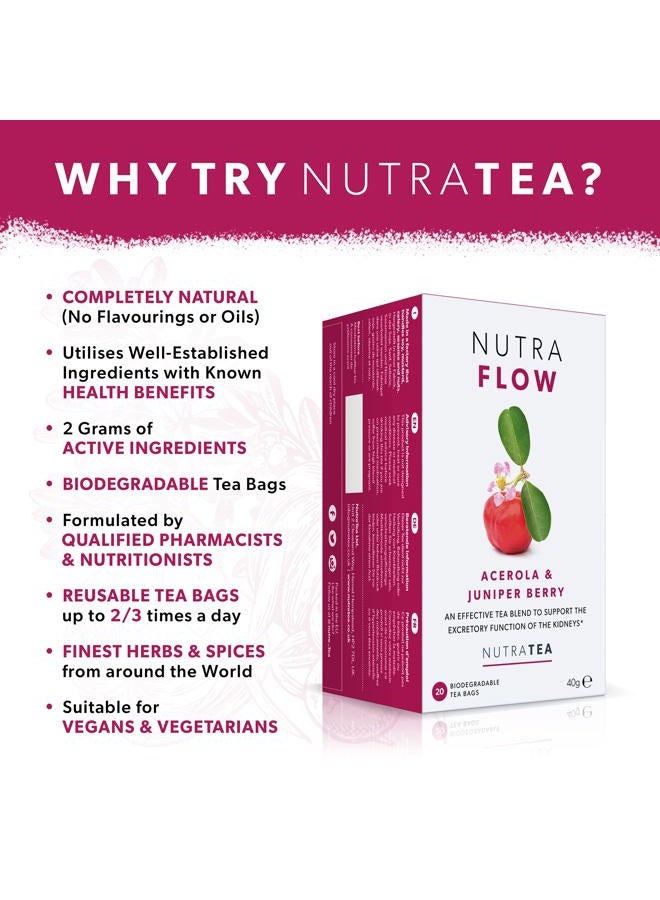 Nutra Tea NUTRAFLOW - UTI Tea | Thrush Tea – Includes Horsetail, Yarrow & Goldenseal - Eases Discomfort Within The Urinary Tract & Kidney - 20 Enveloped Tea Bags - by Nutra Tea - Herbal Tea - Image 3