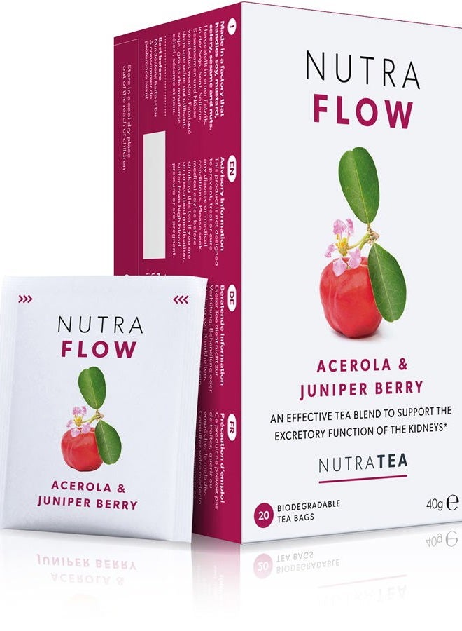 Nutra Tea NUTRAFLOW - UTI Tea | Thrush Tea – Includes Horsetail, Yarrow & Goldenseal - Eases Discomfort Within The Urinary Tract & Kidney - 20 Enveloped Tea Bags - by Nutra Tea - Herbal Tea - Image 1
