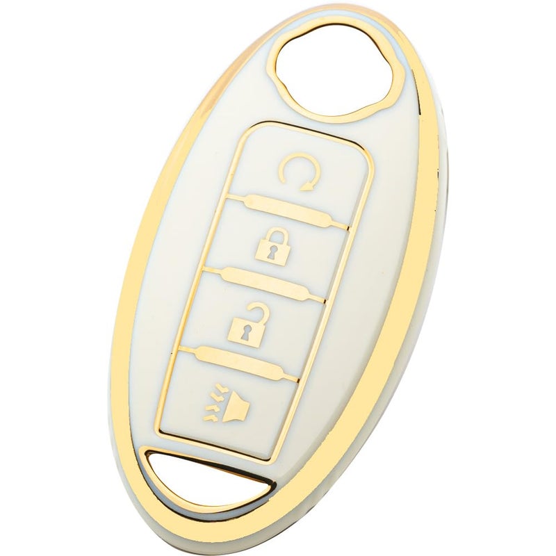 Tautrophen Key Fob Cover Fit for Nissan Infiniti Rogue Pathfinder Armada Murano kicks Frontier Titan 4 Buttons Smart Key