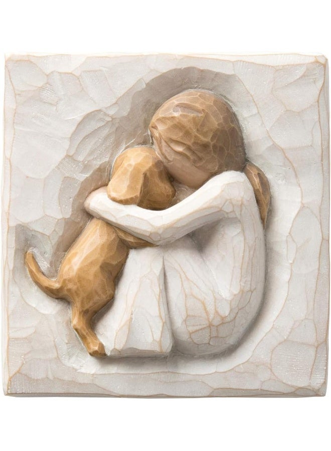 Willow Tree True, Truly a friend, An Expression of Friendship and Love of Dogs in Carved Bas-Relief, Sculpted Hand-Painted Plaque - Image 1