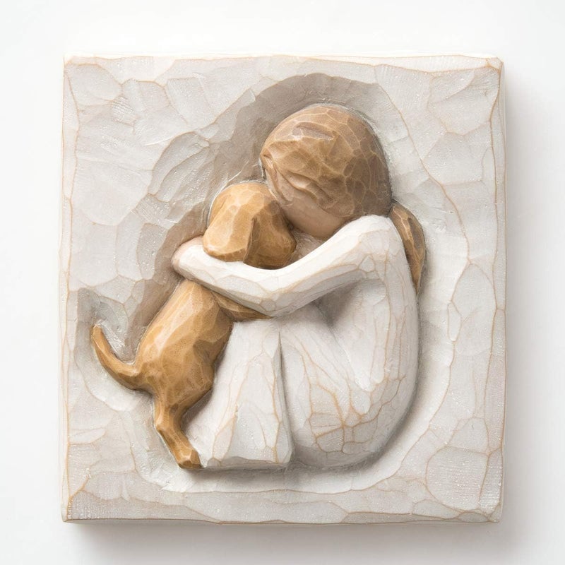 Willow Tree True, Truly a friend, An Expression of Friendship and Love of Dogs in Carved Bas-Relief, Sculpted Hand-Painted Plaque - Image 2
