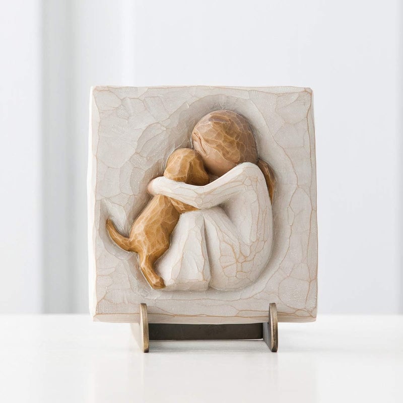 Willow Tree True, Truly a friend, An Expression of Friendship and Love of Dogs in Carved Bas-Relief, Sculpted Hand-Painted Plaque - Image 3