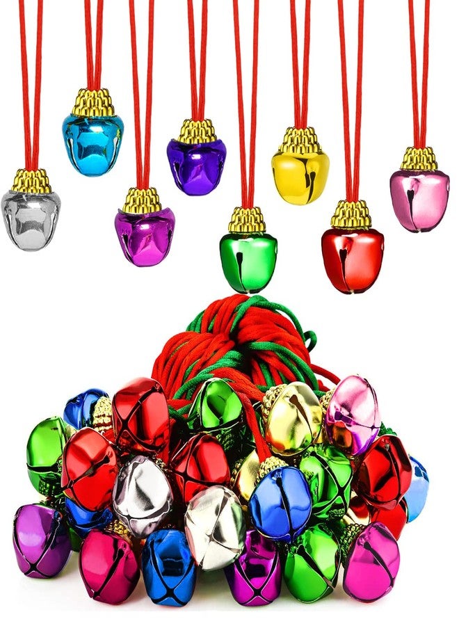 yfstyle Christmas Bell Necklaces Christmas Necklace and Bracelet Set AdjustableRed Green Jingle Bell Necklaces Bell Ornaments for Party-16pcs - Image 1