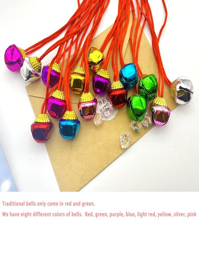 yfstyle Christmas Bell Necklaces Christmas Necklace and Bracelet Set AdjustableRed Green Jingle Bell Necklaces Bell Ornaments for Party-16pcs - Image 2