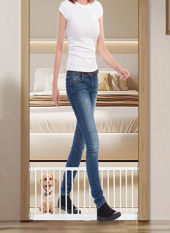 SHYUJAJIE Dog Gate for Small Dogs,Adjustable 18-48" Extra Wide Short Dog Gate for doorways,Low Pet Gate to Step Over for Stairs(White, 10" Height) - Image 1