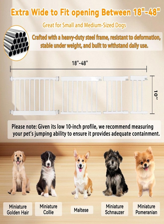 SHYUJAJIE Dog Gate for Small Dogs,Adjustable 18-48" Extra Wide Short Dog Gate for doorways,Low Pet Gate to Step Over for Stairs(White, 10" Height) - Image 2