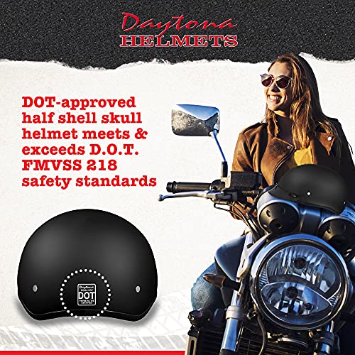 Daytona Helmets Motorcycle Helmet Half Skull Cap Lightweight Stylish DOT Approved Helmets for Adults Perfect for Men and Women Riders Comfortable Secure Fit Stylish Protection for Everyday Riding - Image 3