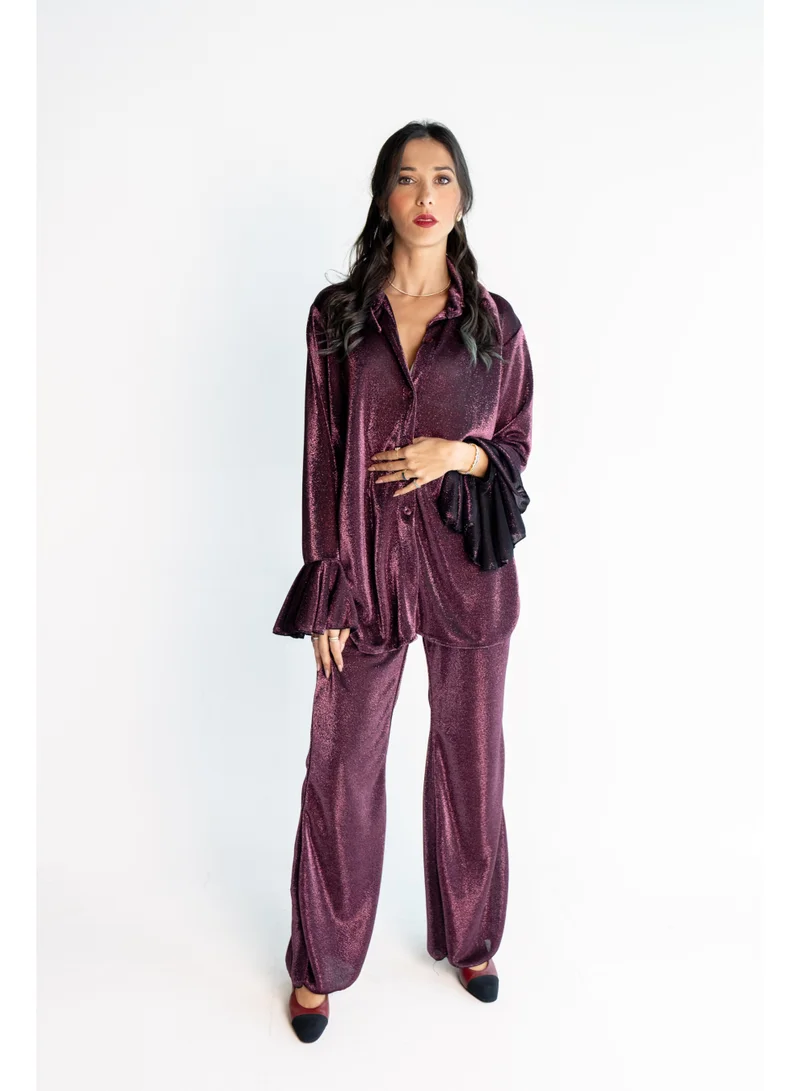 عباءات ريم Purple Lycra Glitter Set