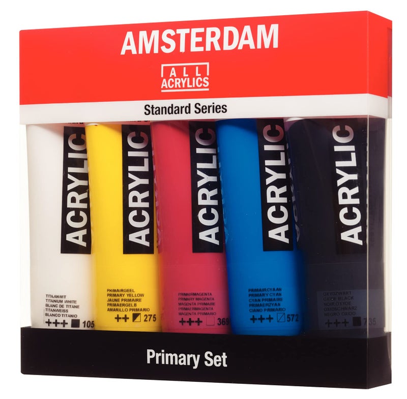 Amsterdam Standard Series acrylics primary set 5x 120 ml - Image 2