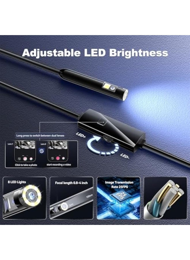 ماركة غير محددة منظار صناعي مزدوج العدسة عالي الدقة مع مسبار مقاوم للماء وإضاءة LED قابلة للتعديل  - Image 4