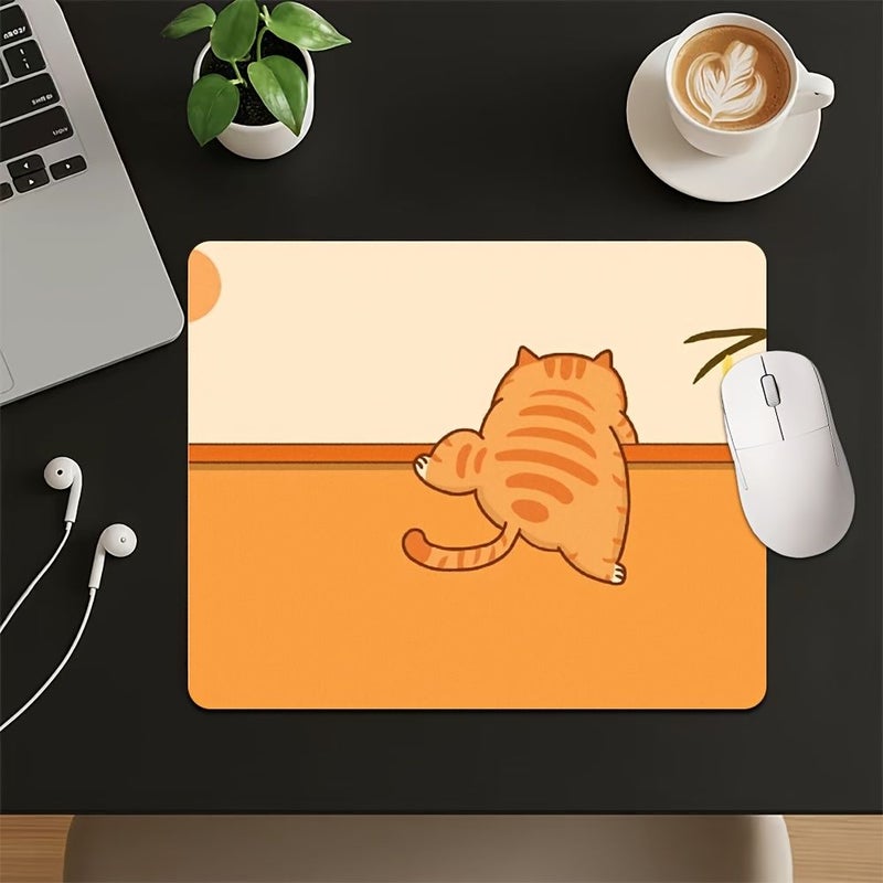 Small Cartoon Cat Non Slip Mouse Pad 18x22cm For PC Gamers - Image 1