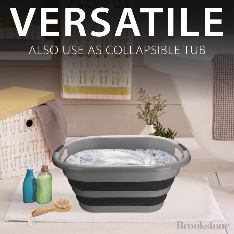 BROOKSTONE Collapsible Laundry Basket Set, Modern Medium Collapsible Basket Set, Comfort Non-Slip Grip Handles, Minimalist Space Saving Design, Portable Pop-Up Hamper, BPA FREE, Dark Grey, 2 PACK - Image 5