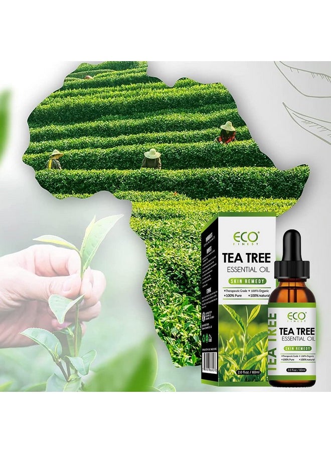 ECO finest - Organic Tea Tree Oil For Skin 60Ml Aceite De Arbol De Te 100% Pure Tea Tree Oil Essential For Face Hair Acne Blemishes & Nails Natural - Image 1