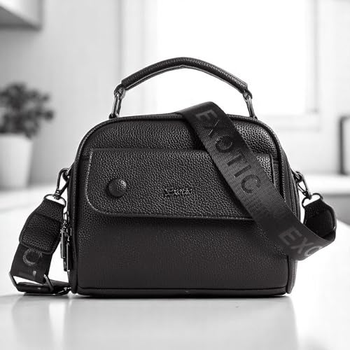 EXOTIC Women Embossed Texture Mini Boxy Design Sling bag for Women (BLACK) - Image 4