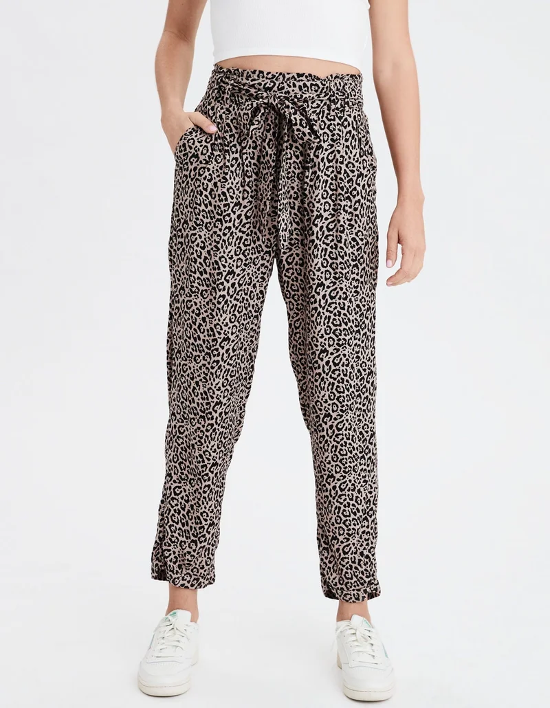 American Eagle AE High-Waisted Leopard Print Tapered Pant