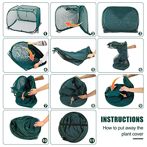 ANC POP Pop Up Mesh Plant Cover,40'' x 40'' x 30'' Plant Protector for Raised Garden & Flower Bed, Net Cage Plant Guard for Fruits, Vegetables, Seedlings and Herbs, 8 Ground Stakes for Fixing - Image 5