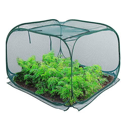 ANC POP Pop Up Mesh Plant Cover,40'' x 40'' x 30'' Plant Protector for Raised Garden & Flower Bed, Net Cage Plant Guard for Fruits, Vegetables, Seedlings and Herbs, 8 Ground Stakes for Fixing - Image 1