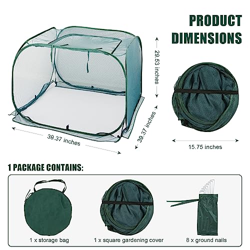 ANC POP Pop Up Mesh Plant Cover,40'' x 40'' x 30'' Plant Protector for Raised Garden & Flower Bed, Net Cage Plant Guard for Fruits, Vegetables, Seedlings and Herbs, 8 Ground Stakes for Fixing - Image 2