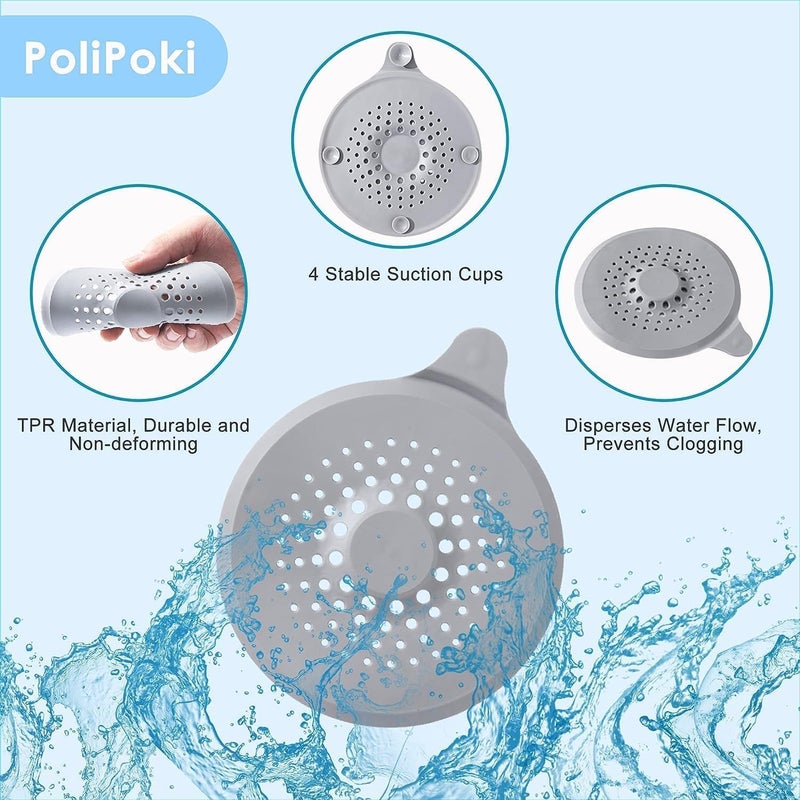 JZS Floor Drain Cover, 4 PCS Shower Drain Stopper with Sucker, Silicone Drain Cover with Easy to Install and Clean, Shower Drain Filter for Kitchen, Laundry, Toilet and More (Circle, Black) - Image 2