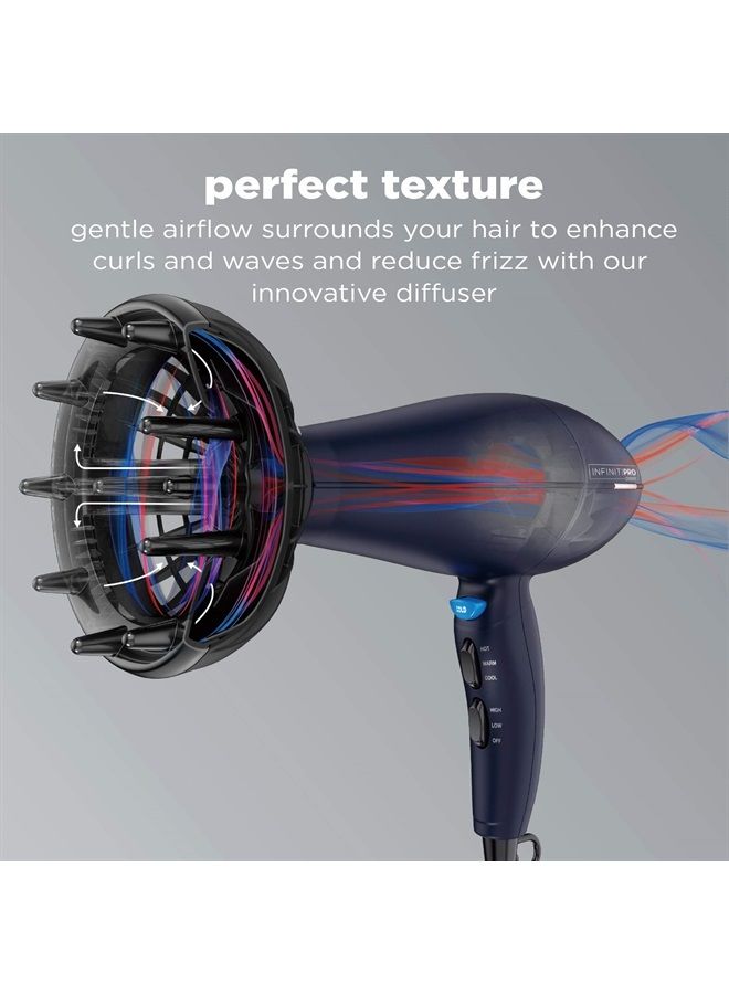 CONAIR مجفف شعر إنفينيتي برو من كونير مع موزع مبتكر، 1875 واط، يعزز التجاعيد والأمواج مع تقليل التجاعيد - Image 2