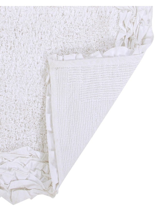 Better Trends Toilet Rugs U Shaped 100% Cotton, Non-Slip Washable 20" x 20" Rug Soft for Bathroom Floor Decor, Water Absorbent, Contour White Shaggy Border Collection - Image 4
