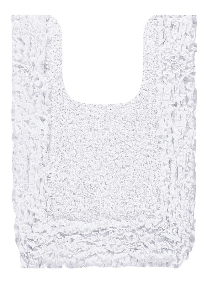 Better Trends Toilet Rugs U Shaped 100% Cotton, Non-Slip Washable 20" x 20" Rug Soft for Bathroom Floor Decor, Water Absorbent, Contour White Shaggy Border Collection - Image 1