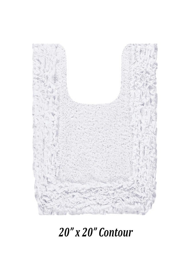 Better Trends Toilet Rugs U Shaped 100% Cotton, Non-Slip Washable 20" x 20" Rug Soft for Bathroom Floor Decor, Water Absorbent, Contour White Shaggy Border Collection - Image 2