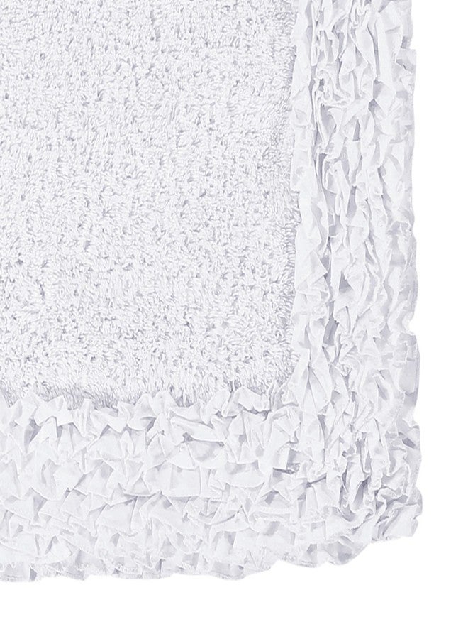 Better Trends Toilet Rugs U Shaped 100% Cotton, Non-Slip Washable 20" x 20" Rug Soft for Bathroom Floor Decor, Water Absorbent, Contour White Shaggy Border Collection - Image 3