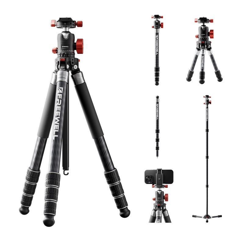 FreeWell The Real MultiTripod 5in1 Carbon Fiber Design for Cameras Smartphones Tripod Monopod Trekking Pole Desktop Mode Up to 20kg Payload - Image 2