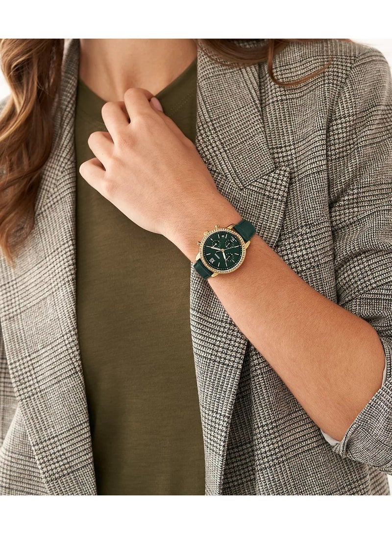 FOSSIL Women Chronograph Round Shape Leather Wrist Watch - Image 5