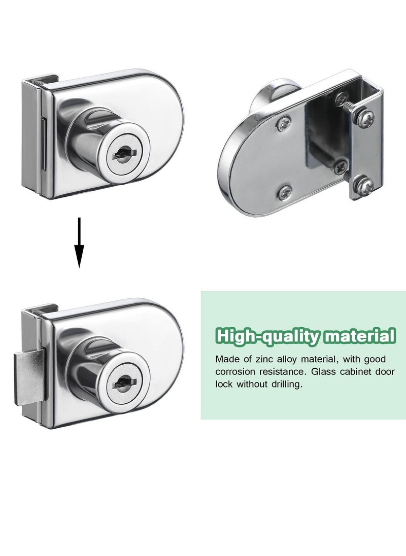 SYOSI SYOSI Glass Door Display Cabinet Safety Lock, Double-Open Glass Door Single Glass Door Locks for 5-8mm Glass, Separate Key Without Drilling  - Image 5