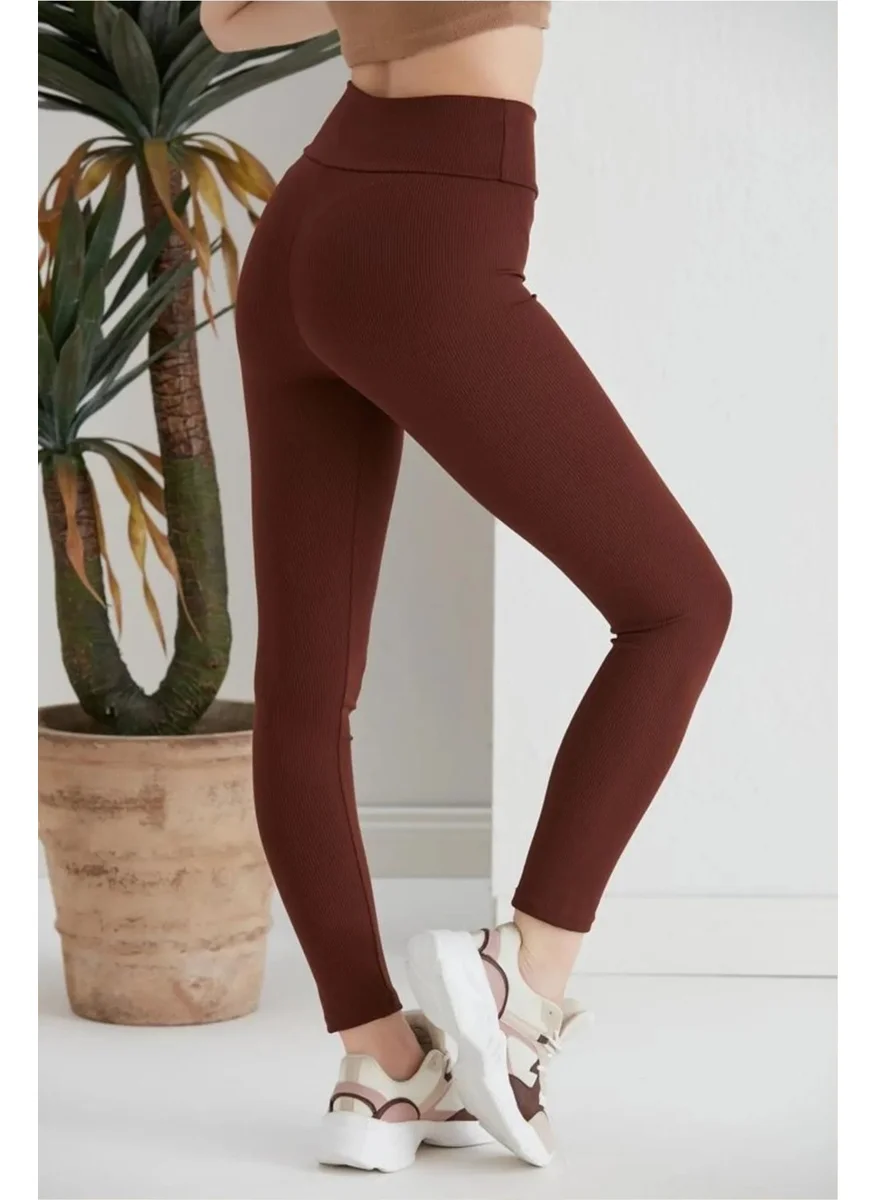 Swana Women's Ribbed High Waist Slimming Leggings