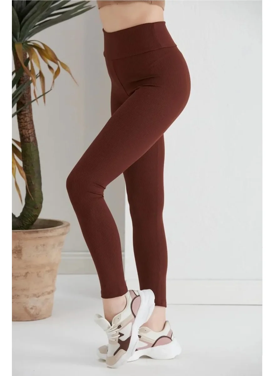 Swana Women's Ribbed High Waist Slimming Leggings