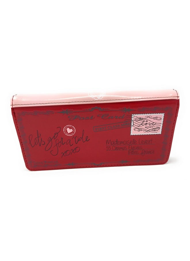 Shag Wear Vintage Postcard Bicycle Large Wallet For Women Vegan Faux Leather Salmon 7  - Image 5