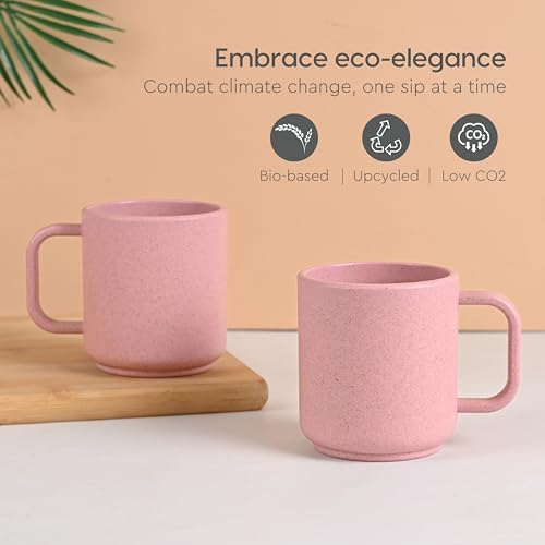 Eha Earth Friendly Java Coffee Mug | Mugs for Gift Made with Rice Husk Biocomposite | Coffee Mugs Set of 2, 350ml | Microwave Safe Mugs for Coffee (Reheat Only) | Coffee Cups and Mugs | Innocent - Image 3