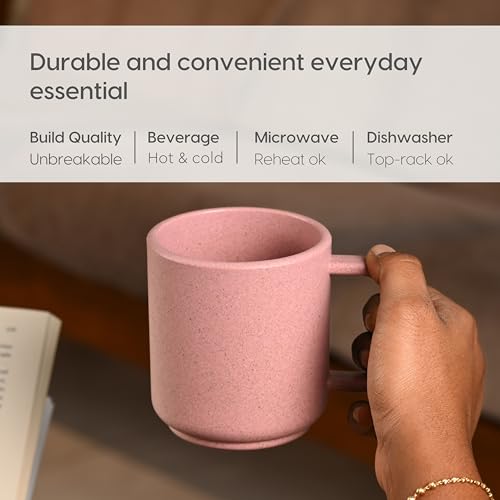 Eha Earth Friendly Java Coffee Mug | Mugs for Gift Made with Rice Husk Biocomposite | Coffee Mugs Set of 2, 350ml | Microwave Safe Mugs for Coffee (Reheat Only) | Coffee Cups and Mugs | Innocent - Image 4