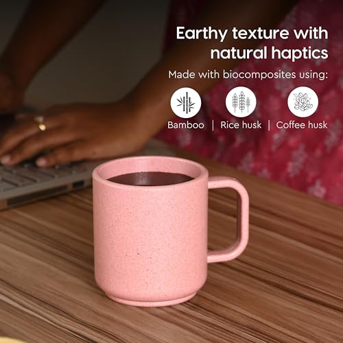 Eha Earth Friendly Java Coffee Mug | Mugs for Gift Made with Rice Husk Biocomposite | Coffee Mugs Set of 2, 350ml | Microwave Safe Mugs for Coffee (Reheat Only) | Coffee Cups and Mugs | Innocent - Image 5