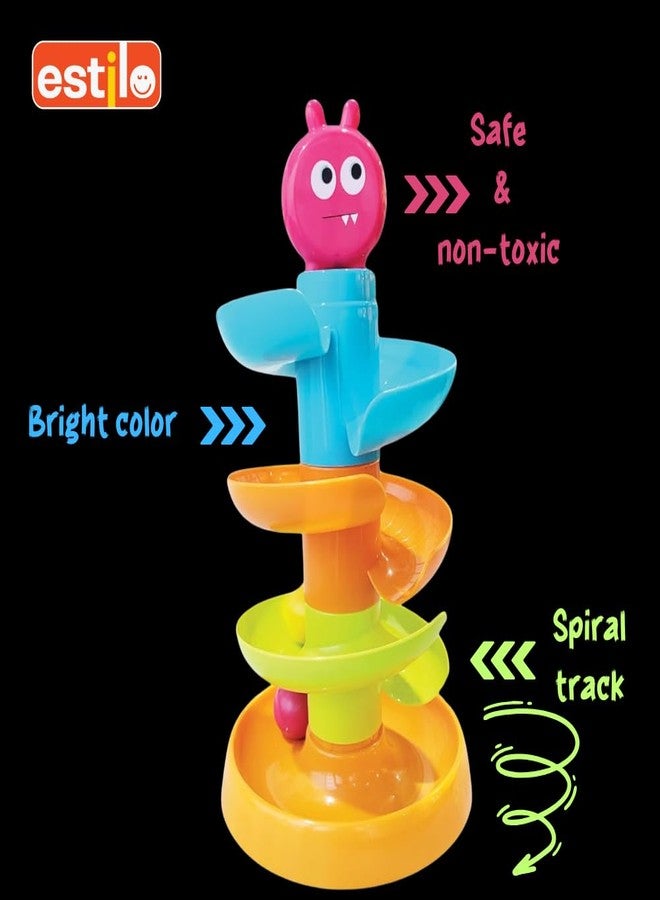 إستلو لعبة Estilo Rolling and Swirling Ram Monster Roller - برج إسقاط الكرات بأربعة طبقات مع 3 كرات ملونة | لعبة تفاعلية دوارة للأطفال الرضع والصغار | لعبة تعليمية للإسقاط والتدحرج للأطفال من عمر سنة فما فوق - Image 2
